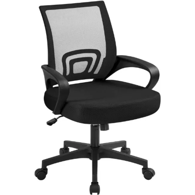 Yaheetech Ergonomische Bureaustoel - Managersstoel Draaistoel Met Mesh Rugleuning - Kantelfunctie Comfortabele Kantoorstoel Voor Werk En Thuis Zwart