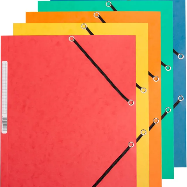 Q-CONNECT elastomap, A4, 3 kleppen en elastieken, karton, assorti, pak van 10 stuks