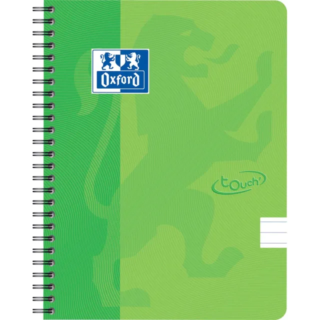 Oxford School Touch spiraalblok, ft A5, 140 bladzijden, gelijnd, groen (lime)