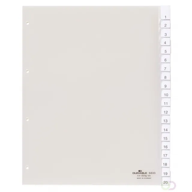 Durable Tabbladen A4 20-delig gelaste tabs