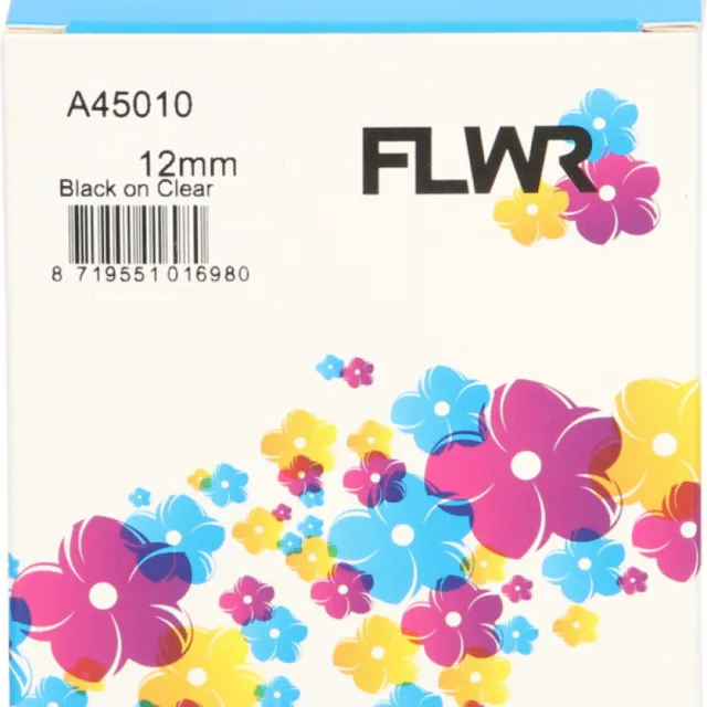 FLWR Printetiket / 45010 / Zwart op Transparant - Geschikt voor Dymo