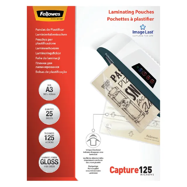 Fellowes Lamineerhoes Fellowes A3 2x125micron glans 25 stuks