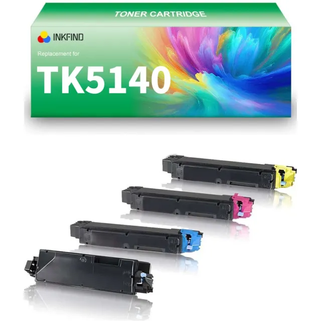 INKFIND TK-5140 (TK5140BK-TK5140C-TK5140M-TK5140Y) tonercartridge multipack van 4 stuks (Zwart+Cyaan+Magenta+Geel) compatibel met Kyocera TK-5140 (TK5140BK-TK5140C-TK5140M-TK5140Y) voor Kyocera ECOSYS M6030cdn/ M6530cdn / P6130cdn 4-pack BK/C/M/Y Zwart x1, Cyaan x 1, Magenta x 1, Geel x 1