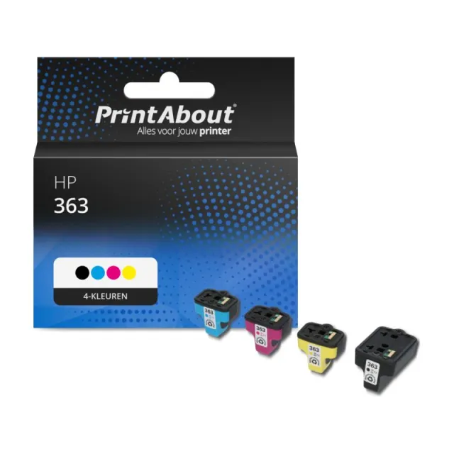 PrintAbout huismerk Inktcartridge 363 (C8721EE) 4-kleuren Multipack Geschikt voor HP