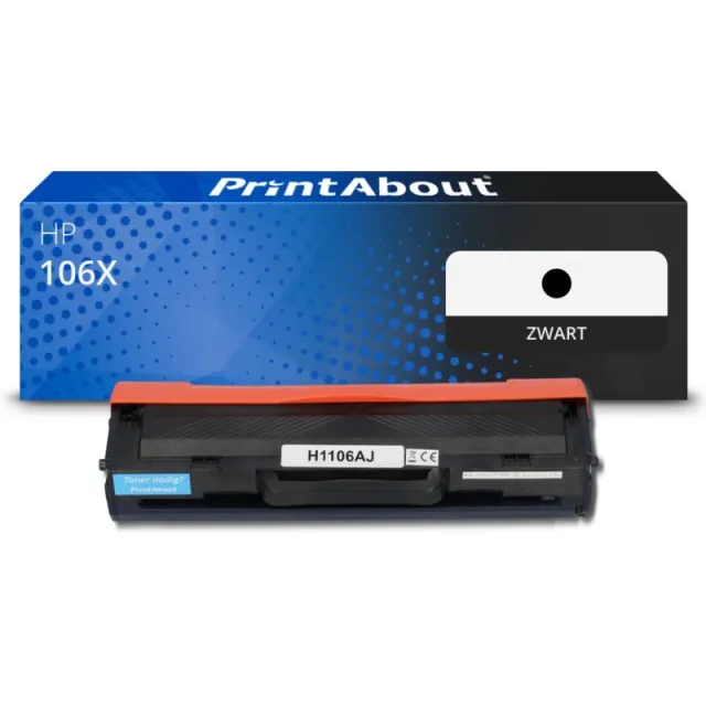 PrintAbout huismerk Toner 106X (W1106X) Zwart Hoge capaciteit Geschikt voor HP