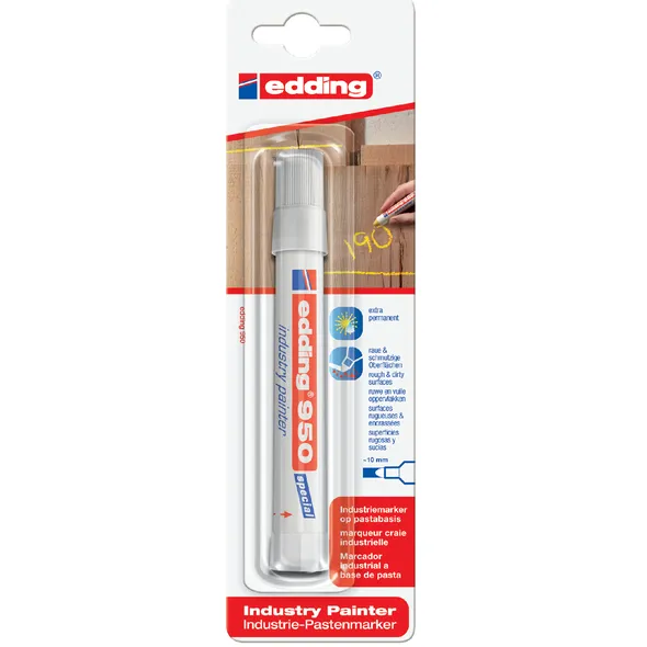 Edding Viltstift edding 950 pastamarker industry rond 10mm wit blister à 1 stuk