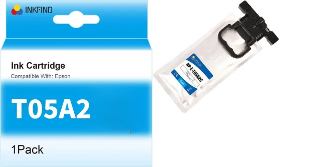 INKFIND T05A Cyaan Inktcartridge compatibel met Epson T05A (T05AC) Extra Hoge Capaciteit - 1-pack Cyaan*1 Cyaan x 1
