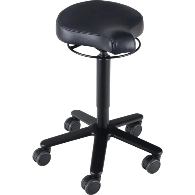Wesjon Biker zadelkruk leer Graphite- zwarte gaslift en kruispoot - leder bekleding – kleur Graphite