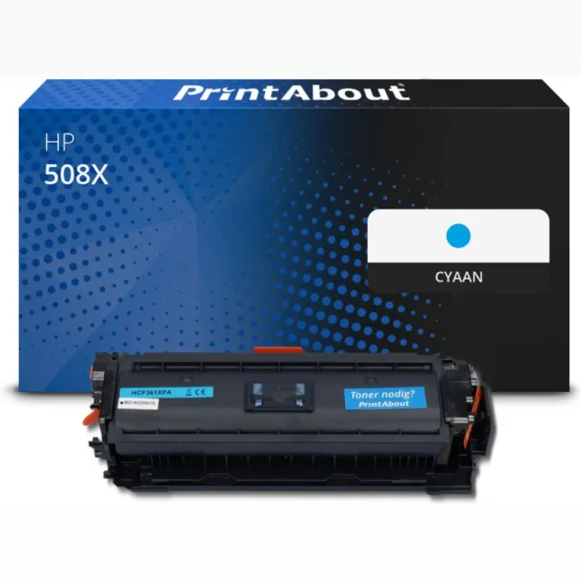 PrintAbout huismerk Toner 508X (CF361X) Cyaan Hoge capaciteit Geschikt voor HP
