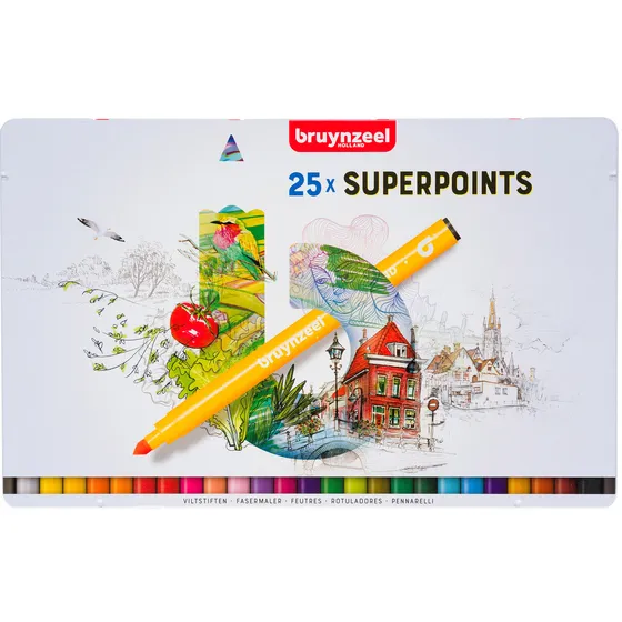 Bruynzeel Viltstift Bruynzeel Creatives Superpoints assorti blik à 25 stuks
