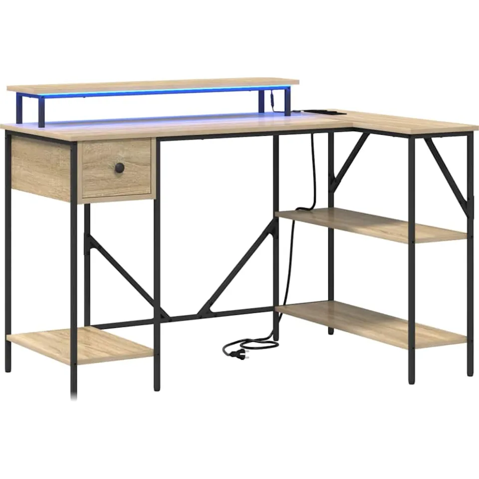 vidaXL Bureau Sonoma Eiken 120 x 79 x 86,5 cm Bewerkt hout, foto 3