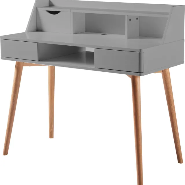 Teamson Home Creativo Stijlvol Bureau Met Solide Houten Poten - Licht Grijs - 40 x 19 x 37.14 (Inch)