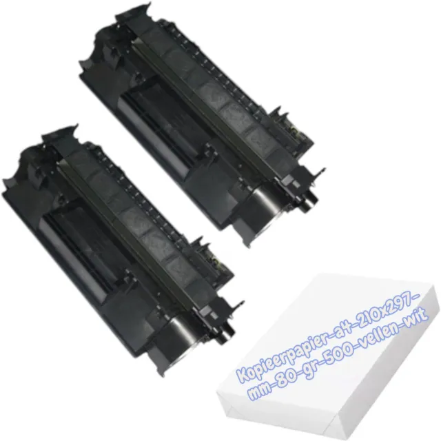 KATRIZ huismerk toner CE505A/CF280A (2stuks)+ Kopieerpapier-A4-80GR-500vellen-wit| Geschikt voor HP Laserjet P2035/P2035n,P2055D/2055DN/2055X/ HP LaserJet Pro 400 M401a, 400 M401d, 400 M401dn, 400 M401dw, 400 M401n, 400 M425dn MFP, 400 M425dw MFP