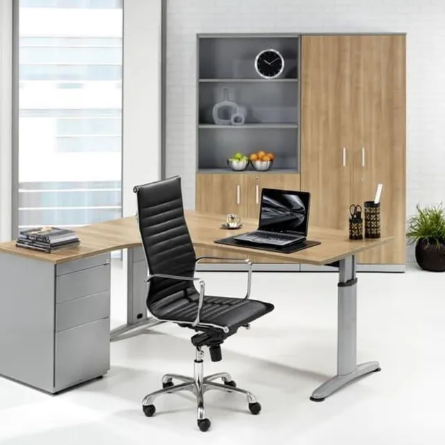 ABC Kantoormeubelen Hoogte verstelbare T-poot wingbureau Work breed 160CM diep 120CM bladkleur Ahorn framekleur Wit (RAL9010) wingzijde Rechts Wit (RAL9010)/Ahorn