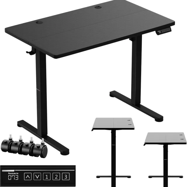 Huzaro Hero 7.8 Elektrisch Verstelbaar Bureau - Verrijdbaar Zit-sta Bureau op Wielen - Compact Computermeubel - Zwart