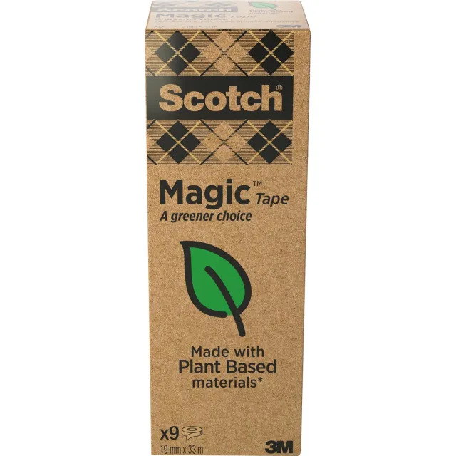 Scotch Plakband Magic Tape: A greener choice, ft 19 mm x 33 m, toren met 9 rollen