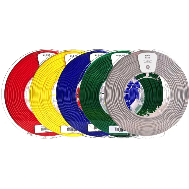 kexcelled PLA Combideal 5 x 500g = 2,5kg Printer filament: Rood + Geel + Blauw + Groen & Grijs - 1.75mm 3D Printer filament TIJDELIJKE AANBIEDING! Rood+Geel+Blauw+Groen+Grijs - PLA K5 2,5kg