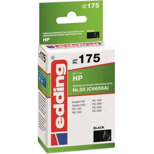 Edding Inktcartridge vervangt HP 56, C6656A Compatibel Zwart EDD-175 18-175 Kleurloos