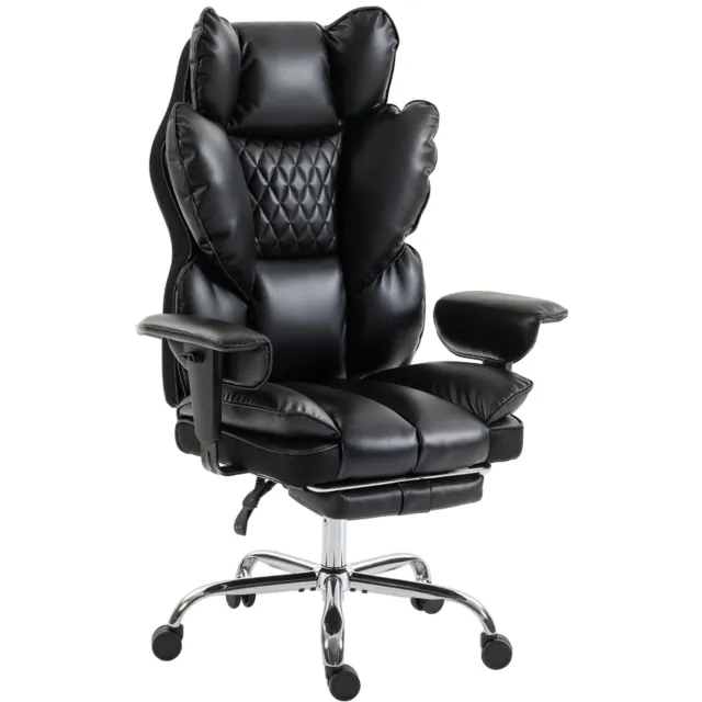 Clruro Bureaustoel - 67x80x130 cm - tot 180 kg - Pocketvering - Kunstleer - Zwart Clruro