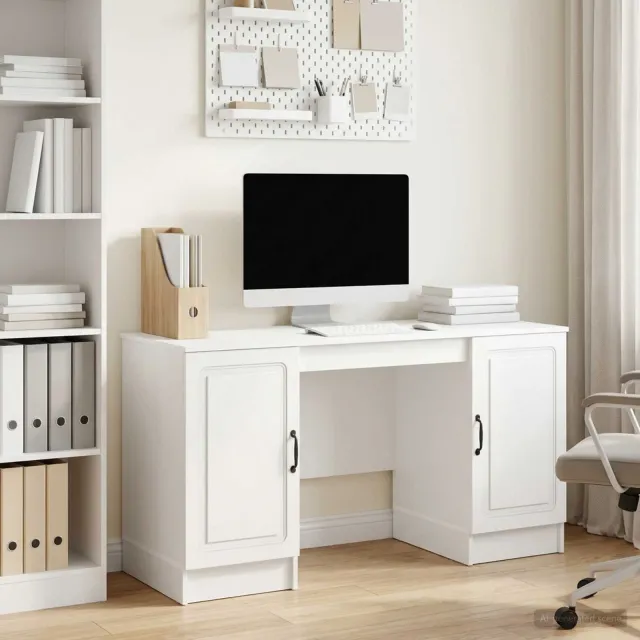 vidaXL Bureau Hoogglans Wit 142,5 x 50 x 75 cm Bewerkt hout, foto 2
