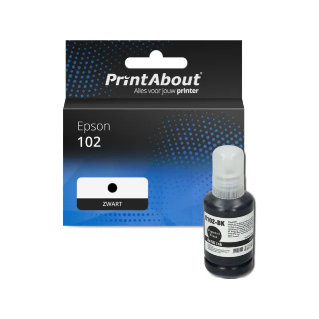 PrintAbout huismerk Inktcartridge 102 (T03R140) Zwart Geschikt voor Epson