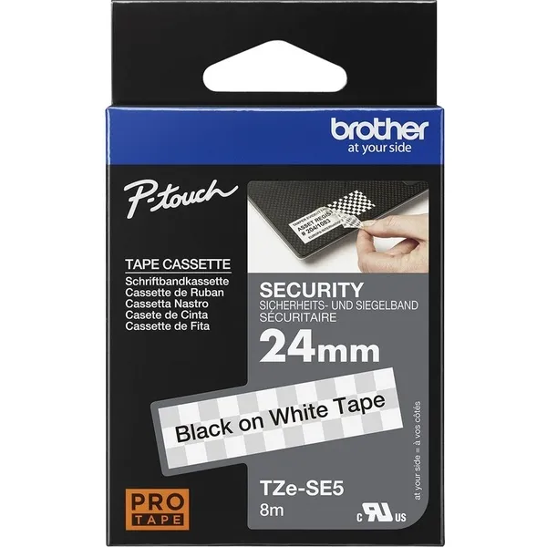 Brother Labeltape Brother P-touch TZe-SE5 veiligheidstape 24mm zwart op wit