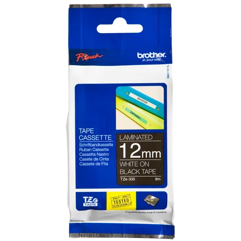 Brother Labeltape Brother P-touch TZe-335 standaard 12mm wit op zwart