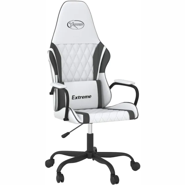 vidaXL Massage - gamestoel - kunstleer - wit - en - zwart wit en zwart