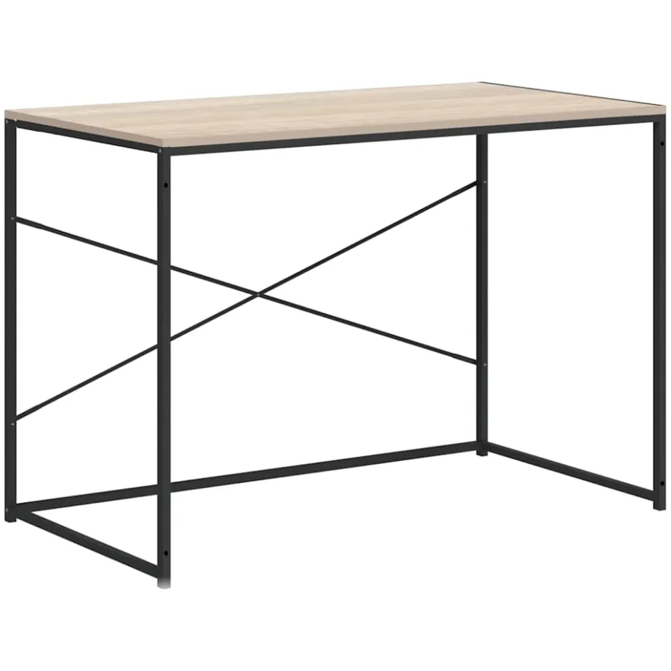 vidaXL Computerbureau 110x60x70 cm bewerkt hout zwart en eikenkleurig, foto 3