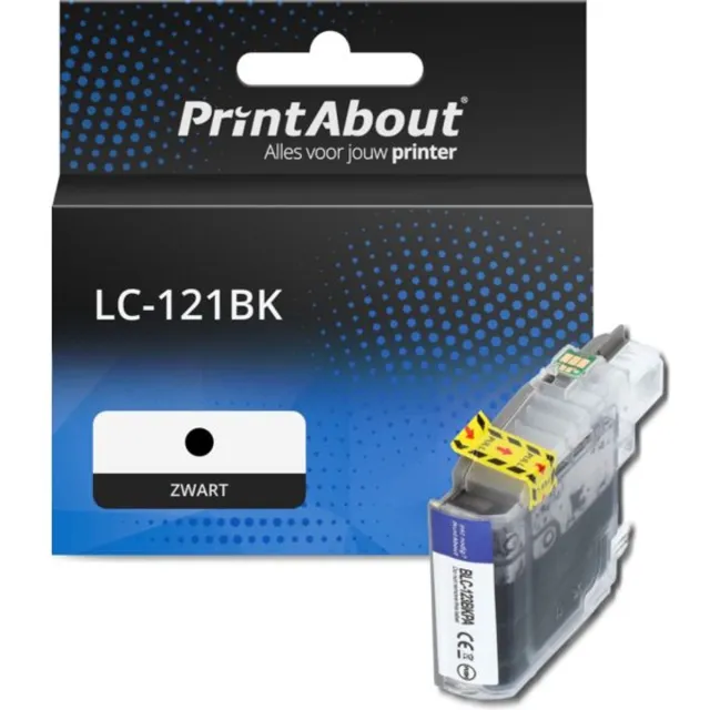 PrintAbout huismerk Inktcartridge LC-121BK Zwart geschikt voor Brother