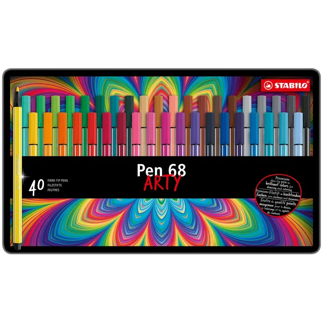 Stabilo Viltstift STABILO Pen 68/40 Arty medium assorti blik à 40 stuks