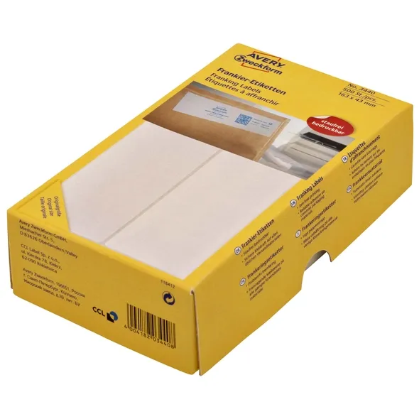 Avery Zweckform Frankeeretiket Avery 3441 128x38mm 500 stuks