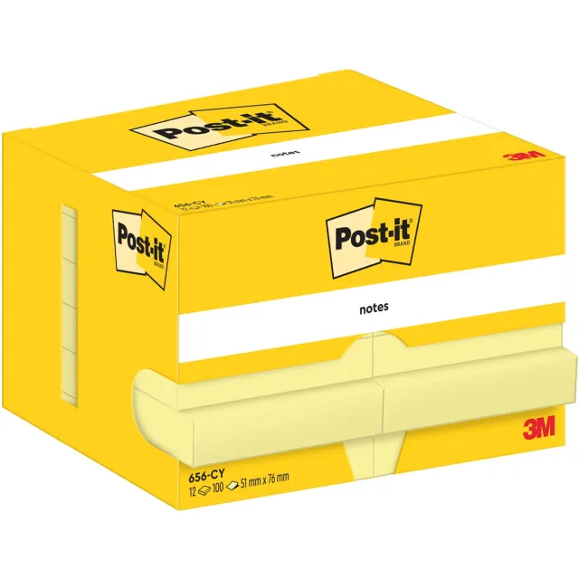 Post-It Notes , 100 vel, ft 51 x 76 mm, geel, pak van 12 blokken