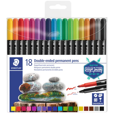 Staedtler Viltstift Staedtler Design Journey permanent dubbele punt 18 kleuren