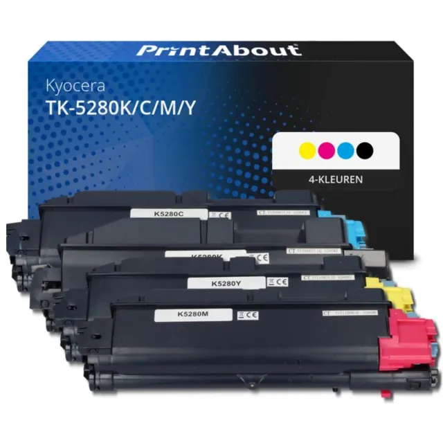 PrintAbout huismerk Toner TK-5280K/C/M/Y 4-kleuren Multipack geschikt voor Kyocera