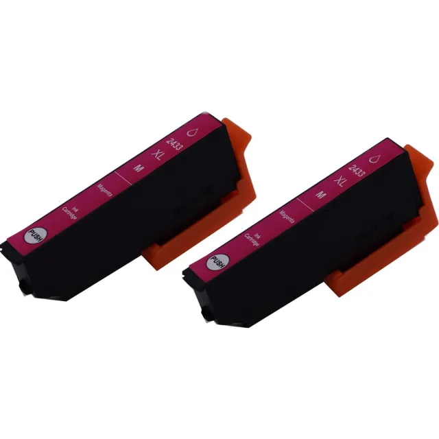 KATRIZ huismerk inkt voor Epson T24XL, 2433XL Magenta (C13T24334010) Geschikt voor Epson Expression Photo XP-55 / XP-65 / XP-750 / XP-760 / XP-850 / XP-860 / XP-950 / XP-960 / XP-970|13ml | ( 2stuks) - Met chip