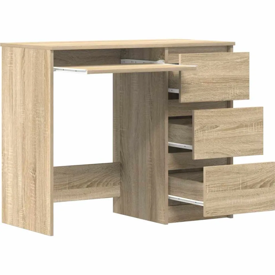 vidaXL Bureau 90x45x76 cm bewerkt hout sonoma eikenkleurig, foto 4