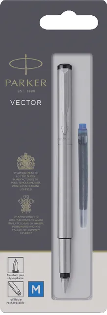 Parker Vulpen Parker Vector stainless steel medium blister à 1 stuk