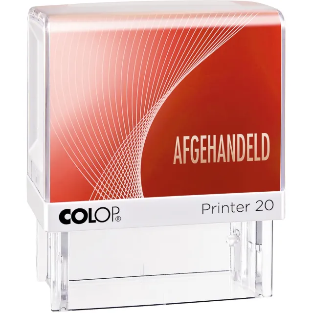 Colop tekststempel Printer 20, AFGEHANDELD rood