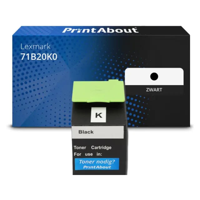 PrintAbout huismerk Toner 71B20K0 Zwart Geschikt voor Lexmark