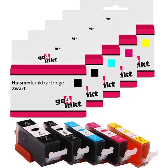 Go4inkt compatible met Canon PGI-550/CLI-551 bk/pbk/c/m/y inkt cartridges multipack zwart/foto zwart/cyaan/magenta/yellow - 5 stuks