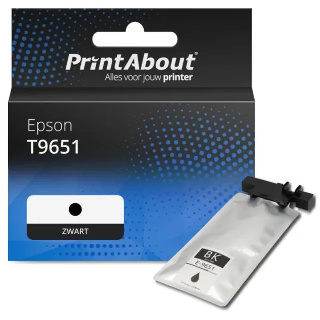 PrintAbout huismerk Inktcartridge T9651 Zwart geschikt voor Epson