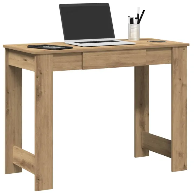 vidaXL Bureau 100x45x75 cm bewerkt hout artisanaal eikenkleur Bruin
