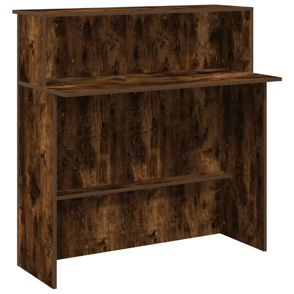 vidaXL Receptiebalie 100x50x103,5 cm bewerkt hout gerookt eikenkleurig, foto 3