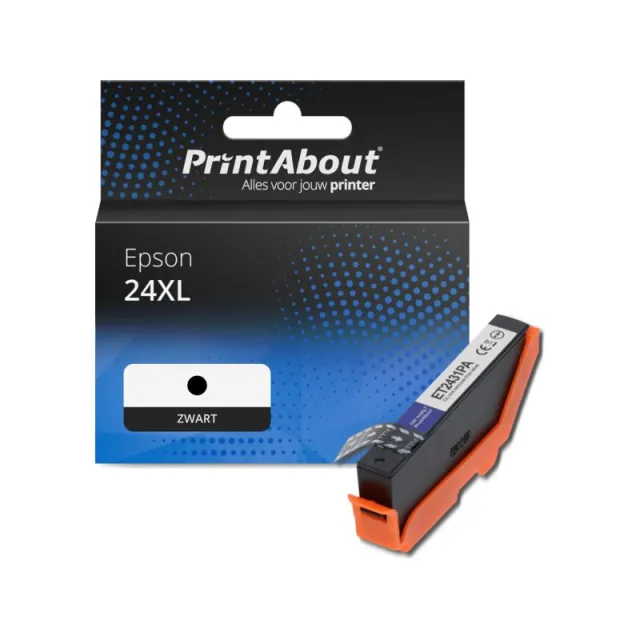PrintAbout huismerk Inktcartridge 24XL (C13T24314012) Zwart Hoge capaciteit Geschikt voor Epson
