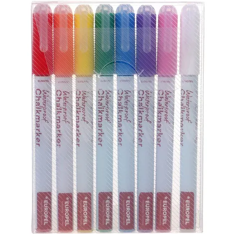 Europel Krijtstift Europel watervast 1-3mm assorti etui 8 stuks
