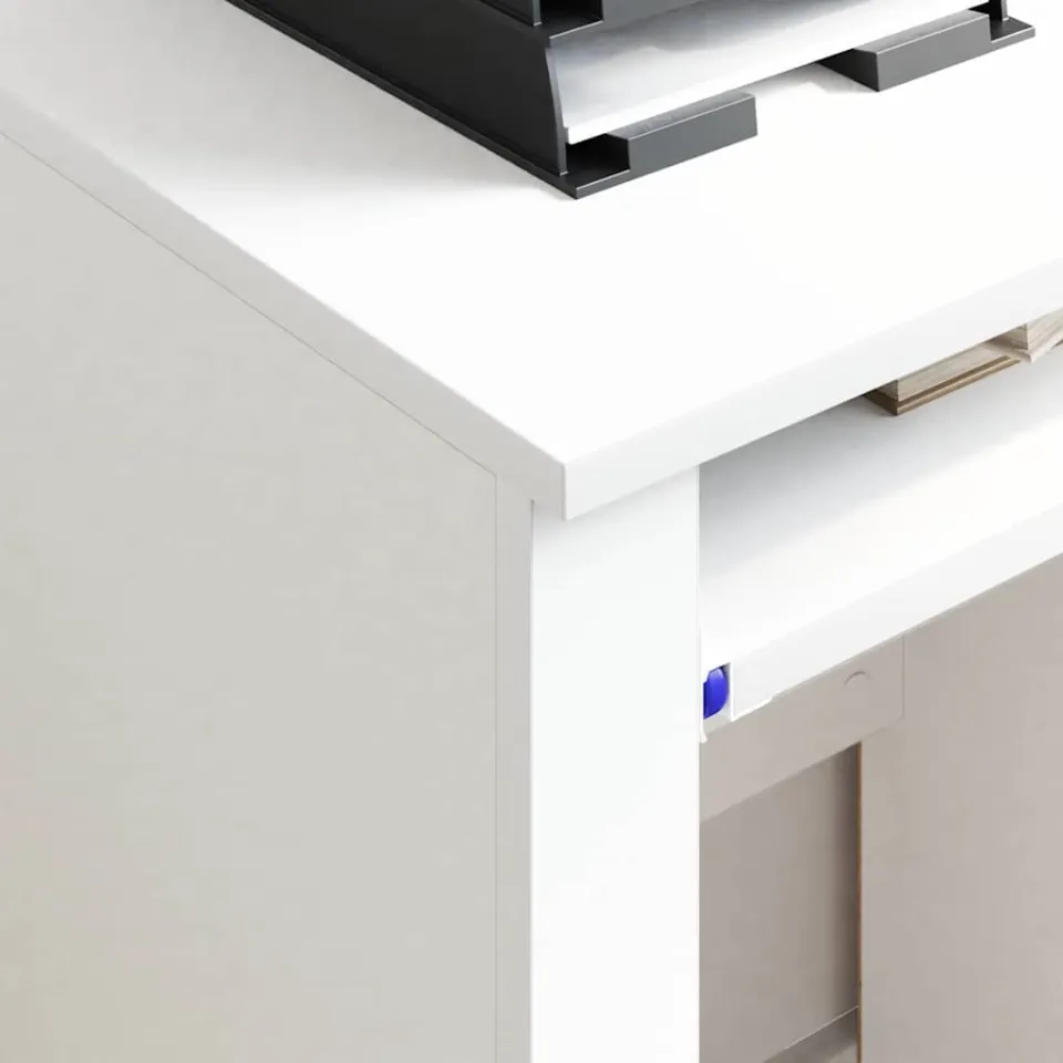 vidaXL Bureau met Wielen Wit 91 x 50 x 77 cm Bewerkt hout, foto 4