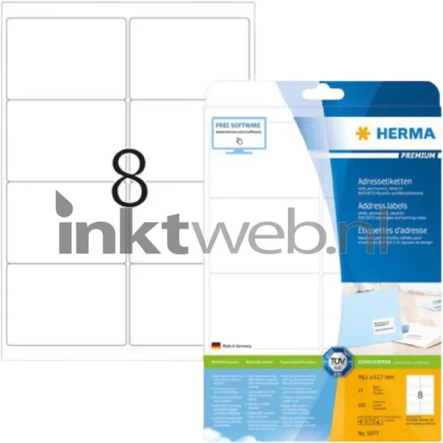 Herma 5077 Premium Permanente Papieretiket 99,1 x 67,7mm wit (Origineel)