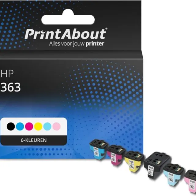 PrintAbout Inktcartridge / Alternatief voor de HP C8721EE (nr 363) / 6 Kleuren