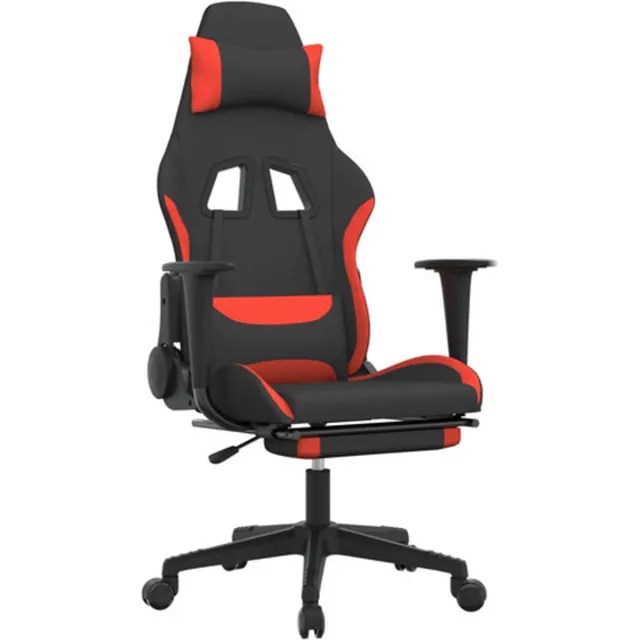 vidaXL Gamestoel - met - voetensteun - stof - zwart - en - rood zwart en rood